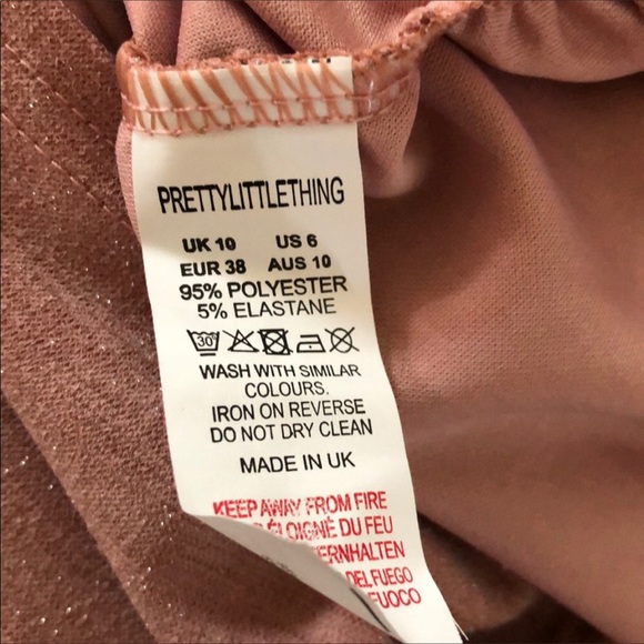 Pretty Little Things NWT Long Sleeve V Neck Stretch Rushed Cocktail Blush Dress - Picture 8 of 8